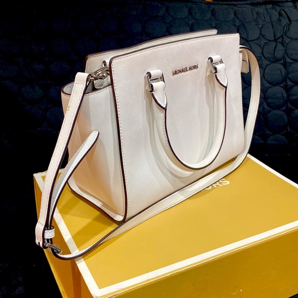 MICHEAL KORS Medium Selma Saffiano leather Satchel Crossbody Bag Ballet - Picture 2 of 14